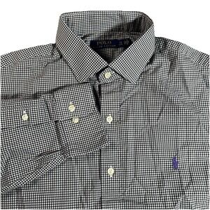 Polo Ralph Lauren Men's 17 34/35 (XL) Black Check Long Sleeve Button Down Shirt